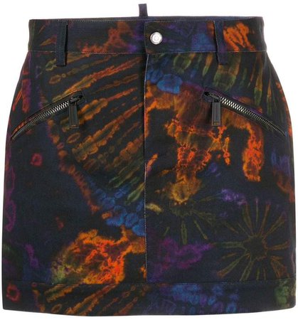 tide-dye print skirt