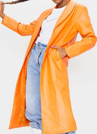 orange faux leather jacket