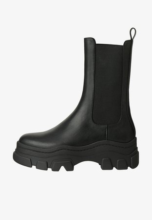 Bershka ANKLE BOOTS WITH ELASTIC SHAFT AND PROFILE PLATEAU 11220560 - Ankle boots - black / black - Zalando.de