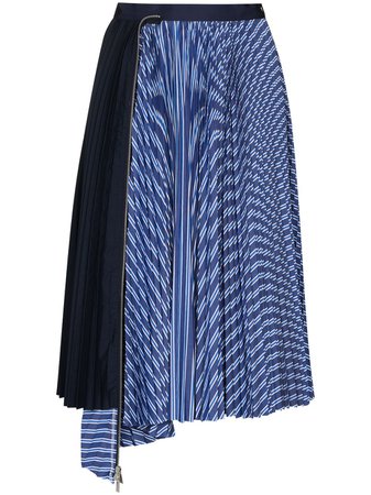 Sacai contrasting-panel Pleated Midi Skirt - Farfetch