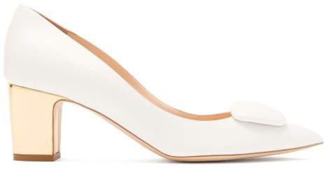 Clava Pebble Metallic-heel Leather Pumps - Womens - White Gold