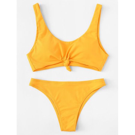 yellow knotted bikini