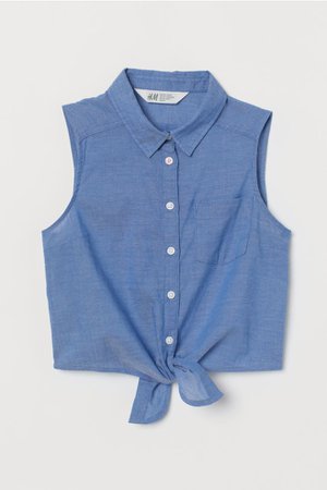 Tie-hem Blouse - Blue - | H&M US