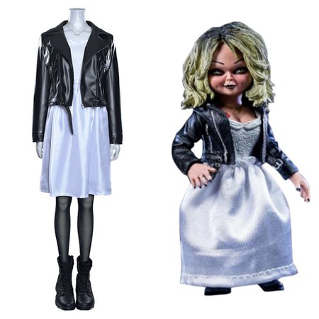 Tiffany Bride of Chucky Coat Dress Outfit Halloween Carnival Suit Cosplay Costume
