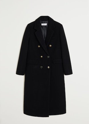 Double-breasted wool coat - Women | Mango USA black