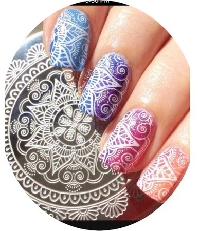 rainbow mandala nail stamping