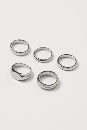 5-pack rings - Silver-coloured - Men | H&M GB