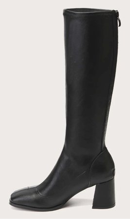 knee high leather boot - black