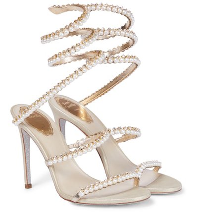 Rene Caovilla - Chandelier embellished satin sandals | Mytheresa