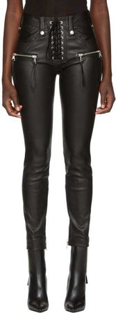 Unravel: Black Leather Lace-Up Pants | SSENSE