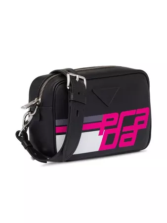 Prada Black And Pink Logo Print Shoulder Bag - Farfetch