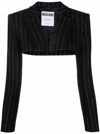 Shop Moschino cropped pin-stripe jacket with Express Delivery - FARFETCH