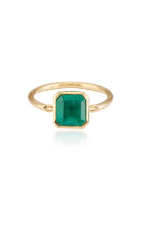 Supreme 18k Yellow Gold Emerald Button Ring By Yi Collection | Moda Operandi