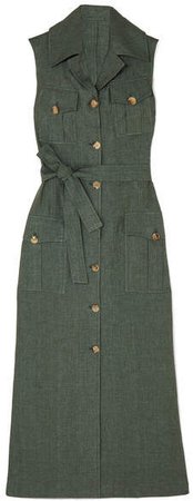Giuliva Heritage Collection - Mary Angel Belted Linen Midi Dress - Green