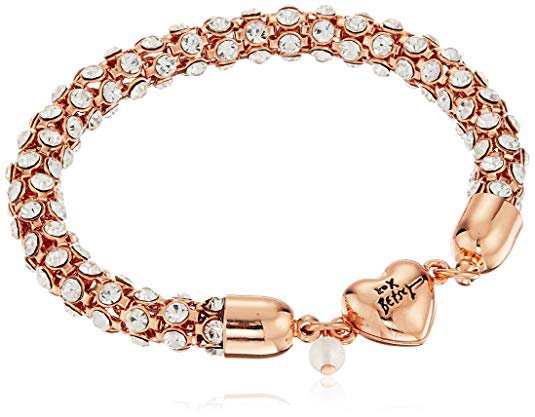 Betsey Johnson "Confetti" Faceted Stone Rose Gold Magnetic Bracelet: Clothing