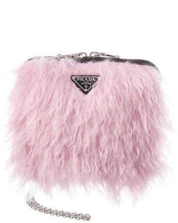 Prada Pink Faux Fur Crossbody Bag