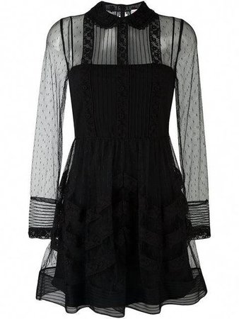 black sheer collared mini-dress