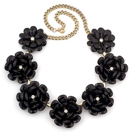 Amazon.com: Q&Locket Colorful Chunky Flower Bib Choker Statement Necklace for Women (White): Jewelry
