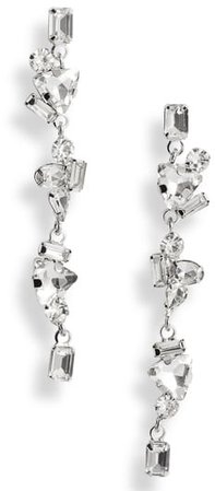 Fancy Crystal Cluster Linear Earrings