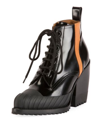 Chloe Rylee Block-Heel Lace-Up Combat Boots | Neiman Marcus