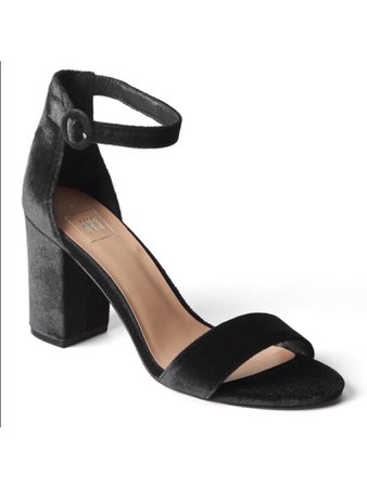 velvet black block heel