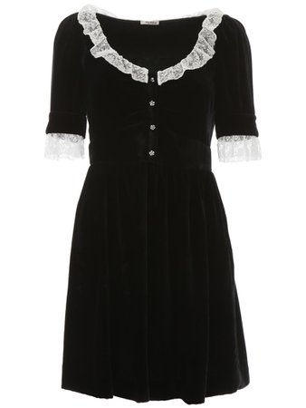 Miu Miu Miu Miu Velvet And Lace Dress - NERO (Black) - 11156813 | italist