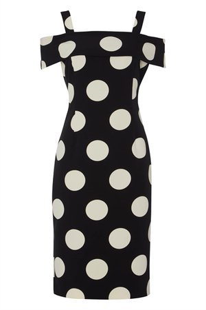 Polka Dot Bardot Dress in Black - Roman Originals UK