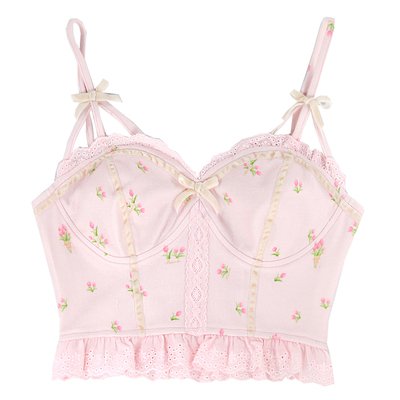 Vintage Sweet Spring Summer Girl Princess Tulip Bow Lace Light Pink White Bra Camisole Tank Top · sugarplum · Online Store Powered by Storenvy