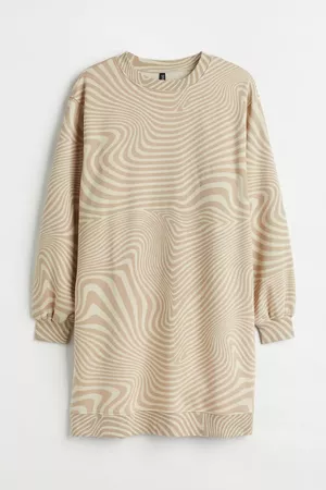 H&M+ Sweatshirt Dress - Light beige/patterned - Ladies | H&M CA