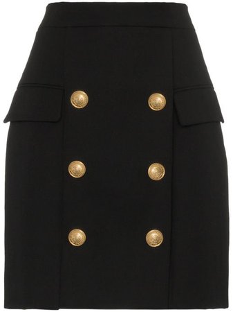 Shop black Balmain button embellished mini skirt with Express Delivery - Farfetch