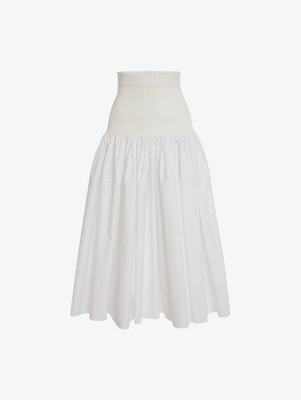 Hybrid Gathered Skirt in Optical White | Alexander McQueen FI