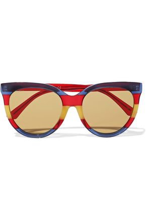 Round-frame striped acetate sunglasses | GUCCI | Sale up to 70% off | THE OUTNET