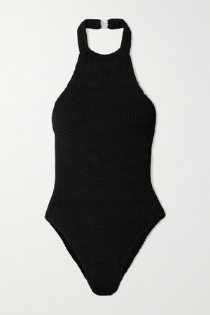 Net Sustain Cj Seersucker Halterneck Swimsuit - Black
