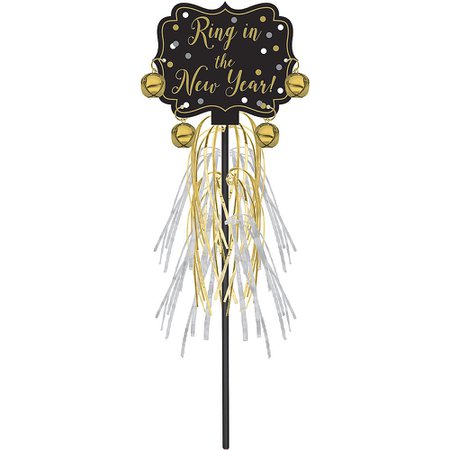 Metallic Black, Gold & Silver New Year's Jingle Bell Wand 3 3/4in x 11 1/2in | Party City Canada