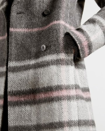 Chevron Wool Midi Coat - Grey | Jackets and Coats | Ted Baker UK