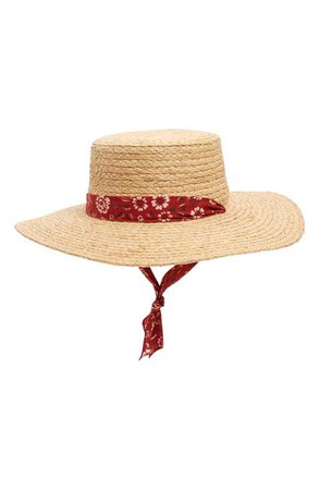 Madewell Bandana Trim Straw Hat | Nordstrom