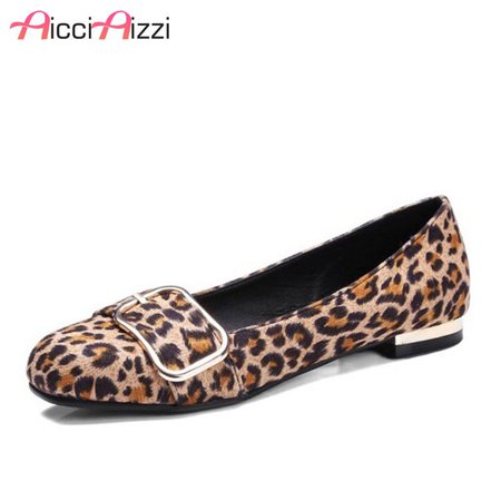 AicciAizzi Size 33 47 Women Sexy Leopard Flats Shoes Square Toe Buckle Shoes Women Office Basic Lady Daily Leisure Flat Footwear-in Women's Flats from Shoes on Aliexpress.com | Alibaba Group