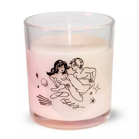 Pisces Zodiac Scented Massage Oil Candle | Black Cake | Wolf & Badger