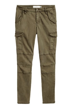Lyocell-blend cargo trousers - Khaki green - | H&M GB