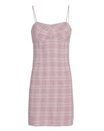 Roslyn Pink Plaid Square Neckline Mini Dress