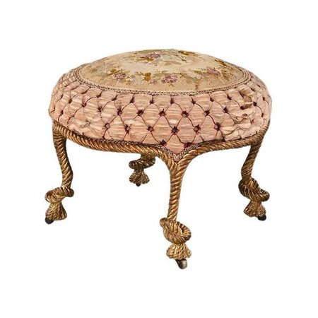 Wonderful French 19th C. A.M.E Fournier Giltwood Stool Tabouret Lord Ballyedmond For Sale at 1stDibs
