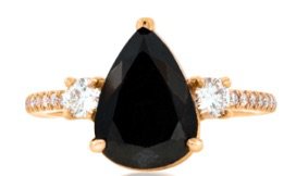 Pear Black Diamond Gold Band Ring