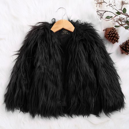 Faux Fur Girls Long Sleeve Winter Warm Outerwear Coats For 2Y-11Y On Sale - NewChic Mobile