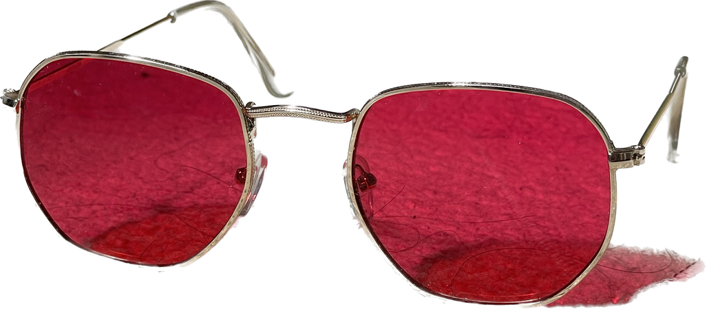 red rim round sunglasses