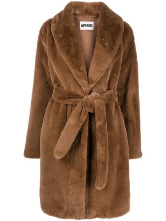 Apparis Bree Belted faux-fur Coat - Farfetch