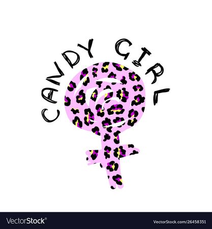 T-shirt print with word candy girl and symbol Vector Image