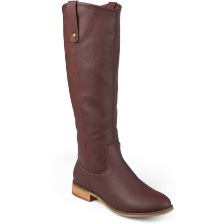 Brinley Co. - Womens Extra Wide Calf Faux Leather Mid-calf Round Toe Boots - Walmart.com brown