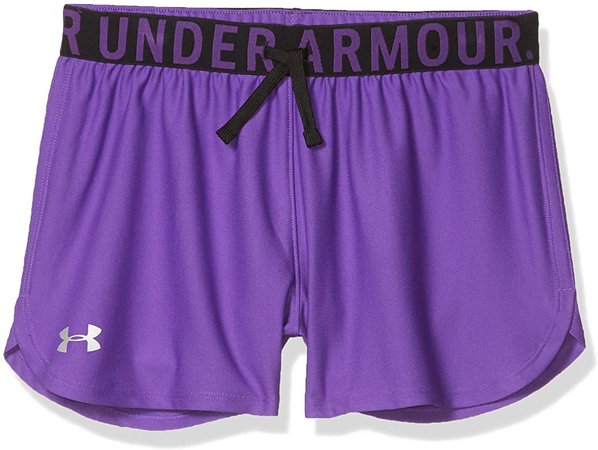 Amazon.com: Under Armour Girls' Play Up Solid Workout Gym Shorts, Black (001)/Metallic Silver, Youth Large: Clothing
