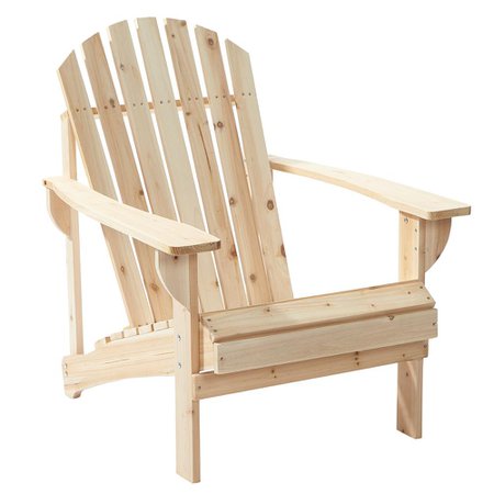 Unfinished Stationary Wood Outdoor Adirondack Chair