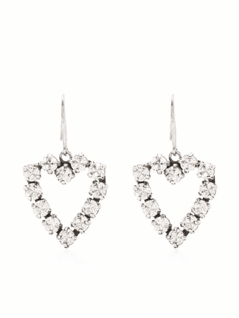 Saint Laurent Crystal-Embellished Heart Earrings - Silver